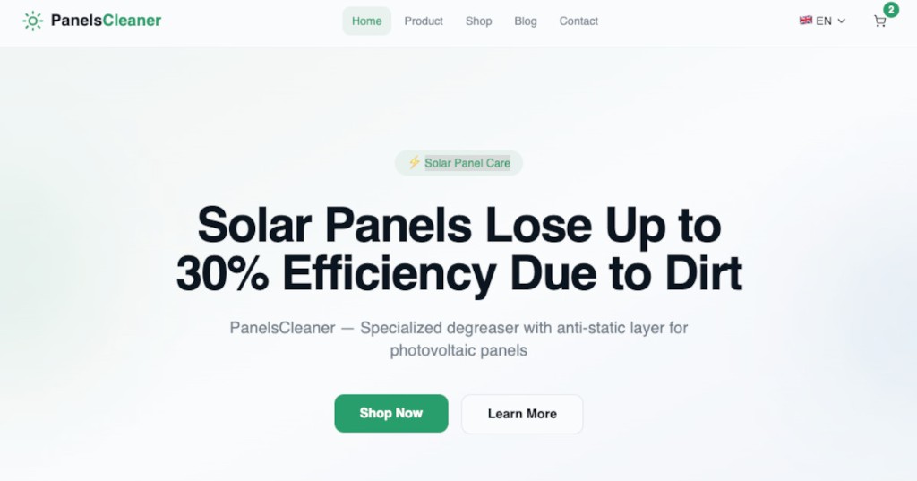 Solar Stack Cleaner Solution BrightSolar — Solar Panel Cleaning Solution with Anti-Static Protection